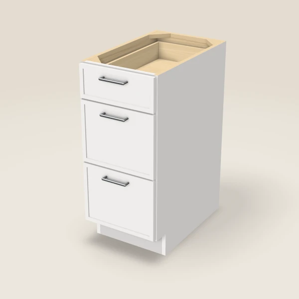 15" 3-Drawer Base — Petit White, 3D picture