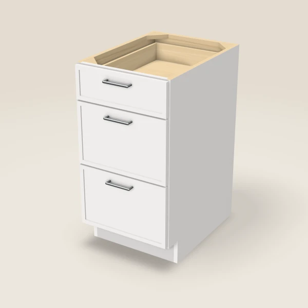 18" 3-Drawer Base — Petit White, 3D picture