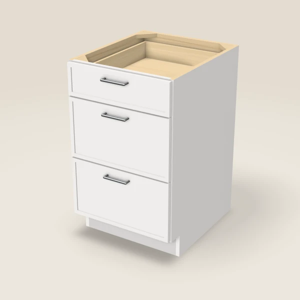 21" 3-Drawer Base — Petit White, 3D picture