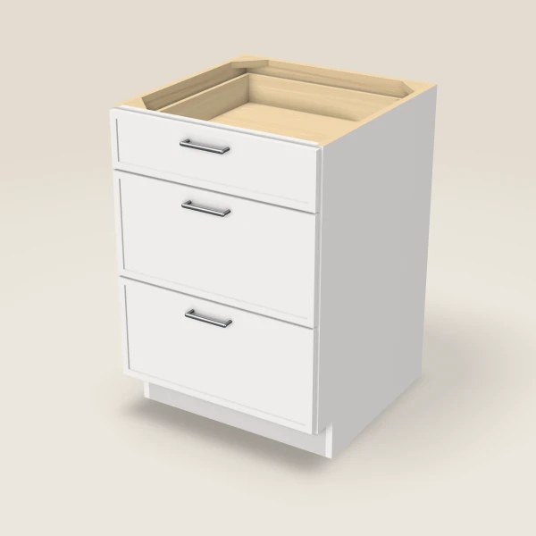 24" 3-Drawer Base — Petit White, 3D picture