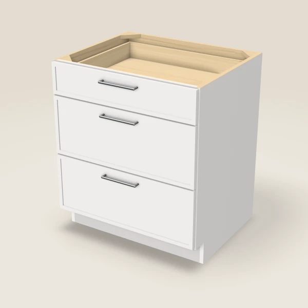 30" 3-Drawer Base — Petit White, 3D picture
