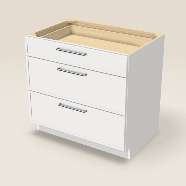 36" 3-Drawer Base — Petit White, 3D picture