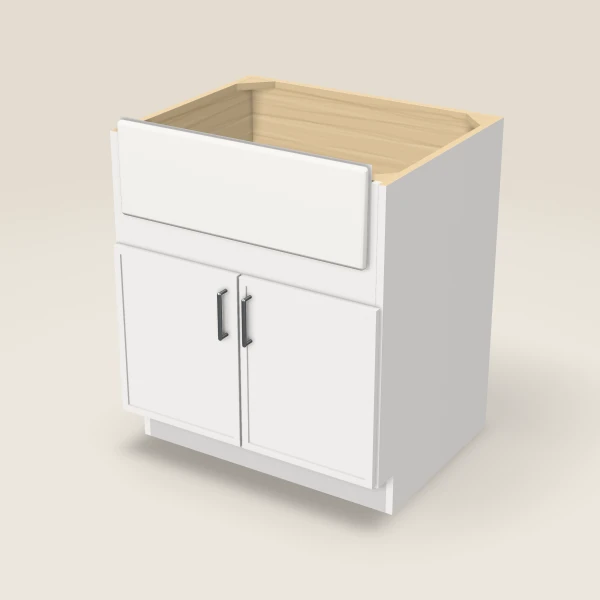 30" Farm Sink Base — Petit White, 3D picture