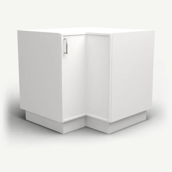 Easy Reach Corner Cabinet, Bi-Fold Door — 36" — Petit White, 3D picture