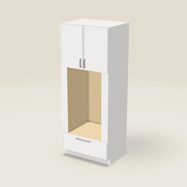 33" Oven Cabinet with Microwave Opening — 84" High — Petit White, 3D picture