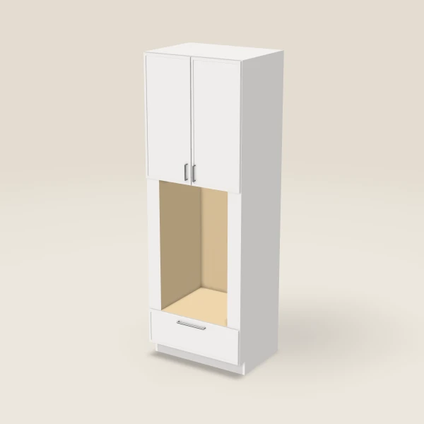 33" Oven Cabinet with Microwave Opening — 96" High — Petit White, 3D picture