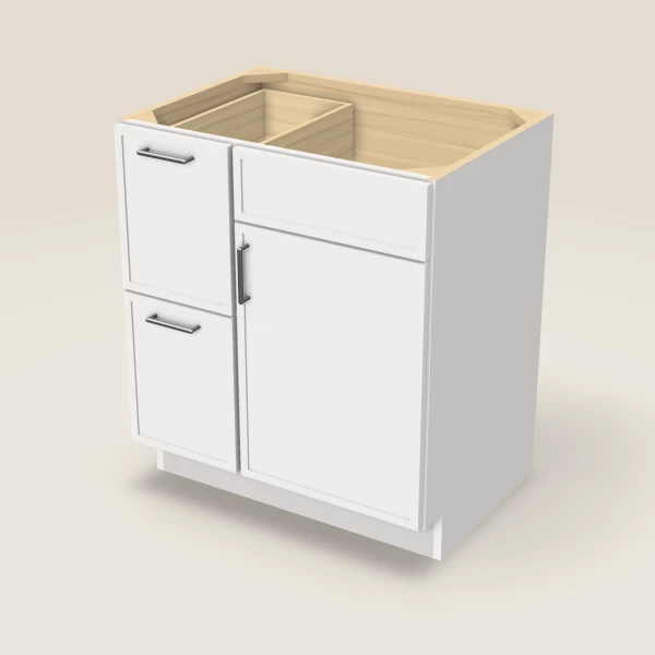 30" Vanity with Drawers Left — Petit White, 3D picture