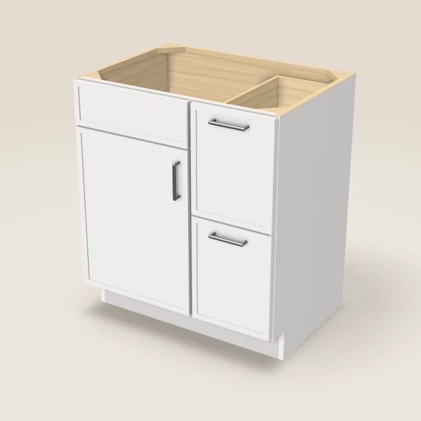30" Vanity with Drawers Right — Petit White, 3D picture