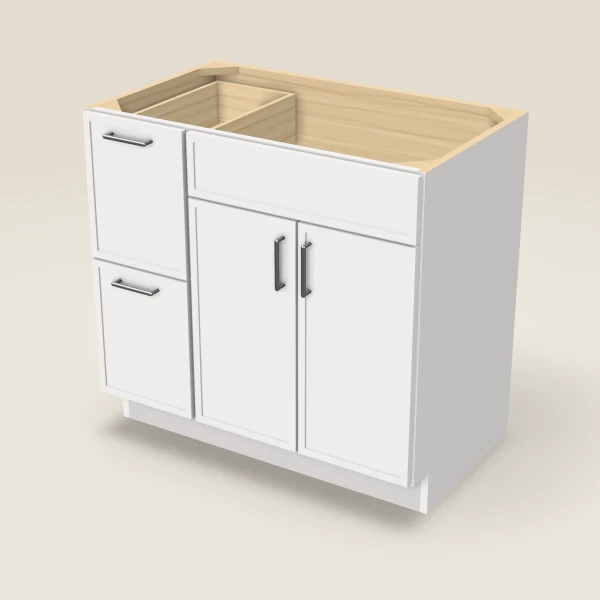 36" Vanity with Drawers Left — Petit White, 3D picture