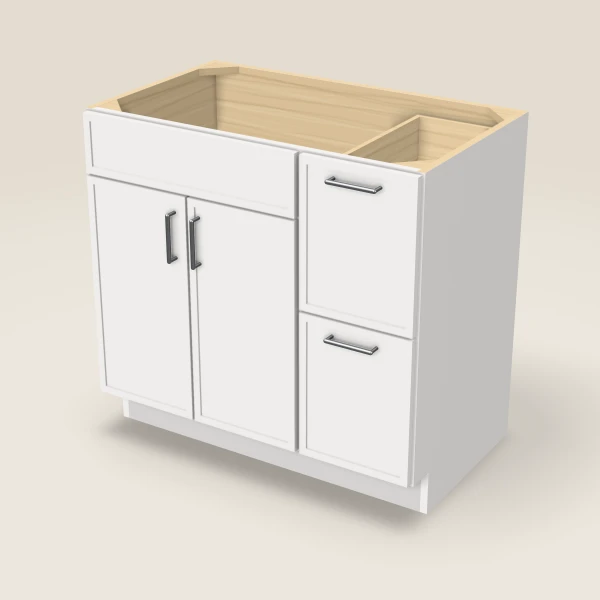 36" Vanity with Drawers Right — Petit White, 3D picture