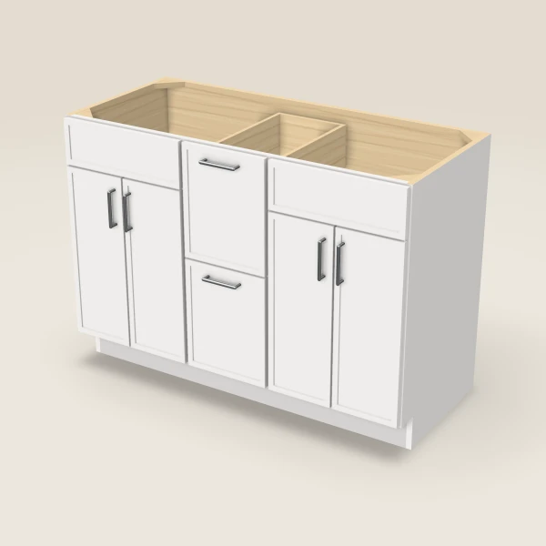 48" Vanity with Drawers Both Sides — Petit White, 3D picture