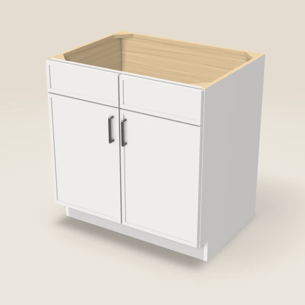 33" Sink Base — Double Door — Petit White, 3D picture