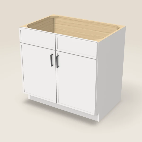 36" Sink Base — Double Door — Petit White, 3D picture
