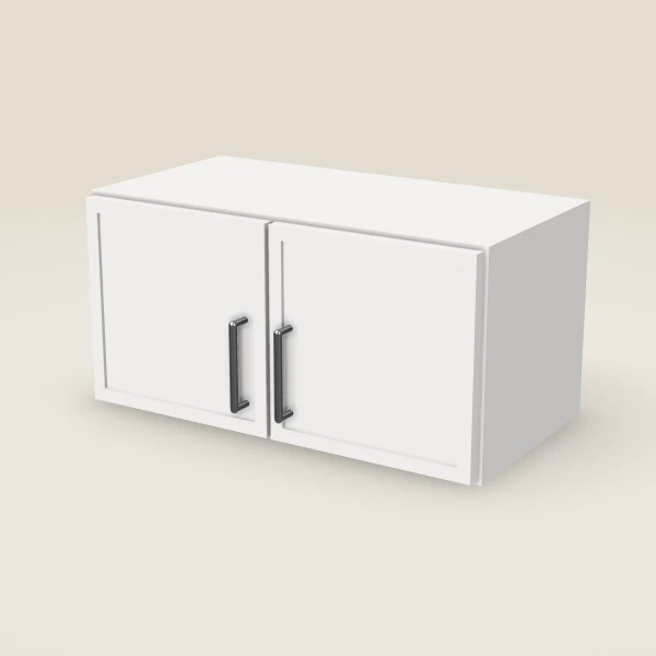 24" Wall Cabinet — 12" High, Double Door — Petit White, 3D picture