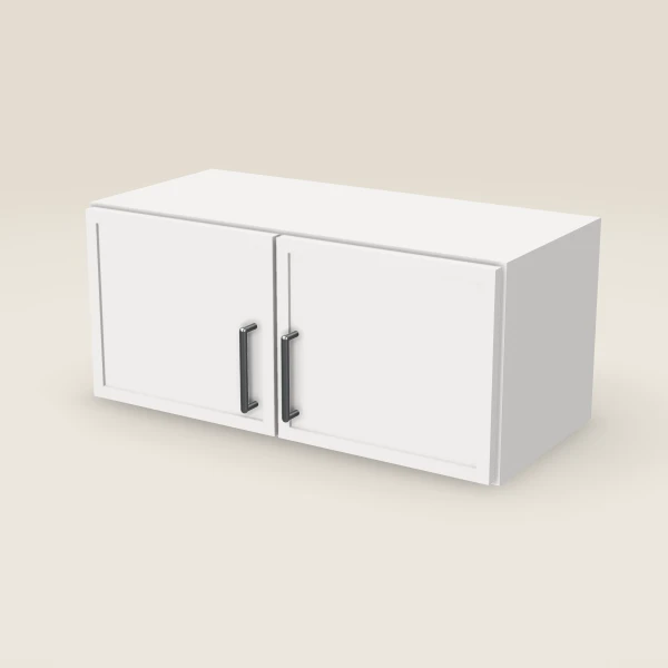 27" Wall Cabinet — 12" High, Double Door — Petit White, 3D picture