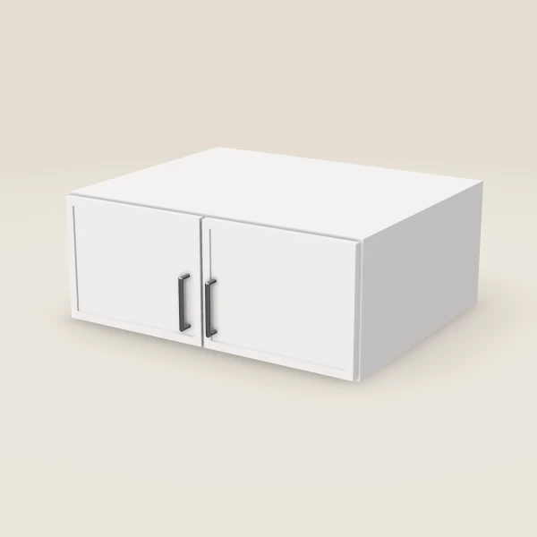 30" Wall Cabinet — 12" High, 24" Deep, Double Door — Petit White, 3D picture