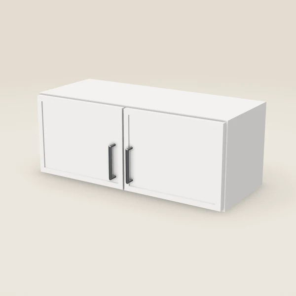 30" Wall Cabinet — 12" High, Double Door — Petit White, 3D picture