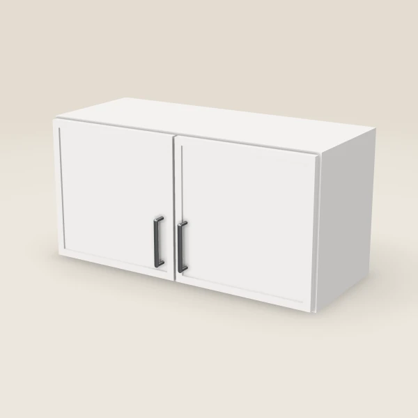 30" Wall Cabinet — 15" High, Double Door — Petit White, 3D picture