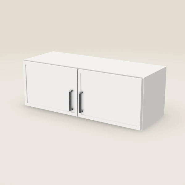 33" Wall Cabinet — 12" High, Double Door — Petit White, 3D picture