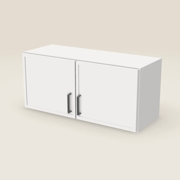33" Wall Cabinet — 15" High, Double Door — Petit White, 3D picture