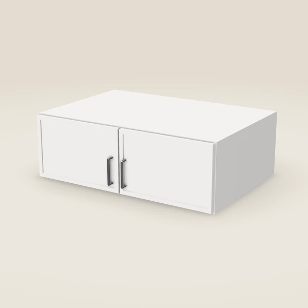 36" Wall Cabinet — 12" High, 24" Deep, Double Door — Petit White, 3D picture