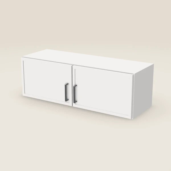 36" Wall Cabinet — 12" High, Double Door — Petit White, 3D picture