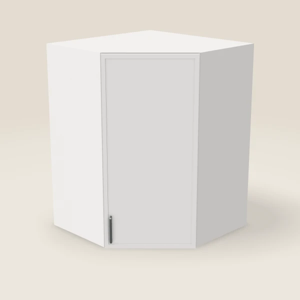 27" Wall Diagonal Corner — 36" High, 15" Deep — Petit White, 3D picture