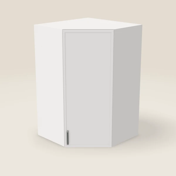 27" Wall Diagonal Corner — 42" High, 15" Deep — Petit White, 3D picture