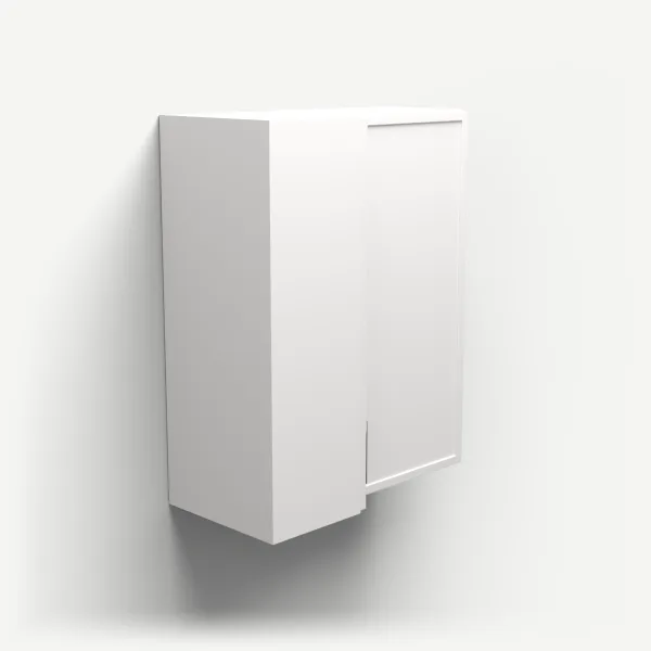 24" Wall Corner Cabinet, Bi-Fold Door — 30" High — Petit White, 3D picture