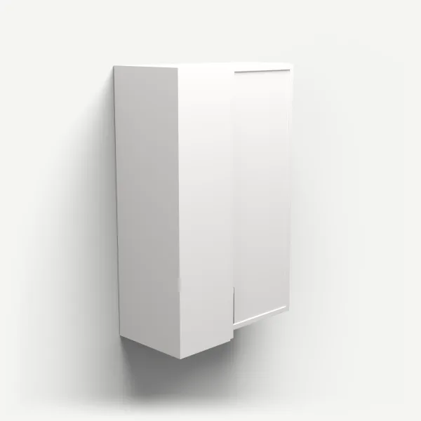 24" Wall Corner Cabinet, Bi-Fold Door — 36" High — Petit White, 3D picture