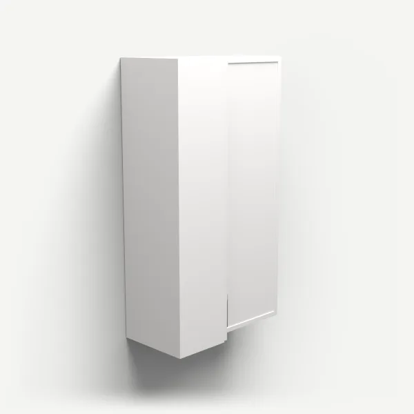 24" Wall Corner Cabinet, Bi-Fold Door — 42" High — Petit White, 3D picture