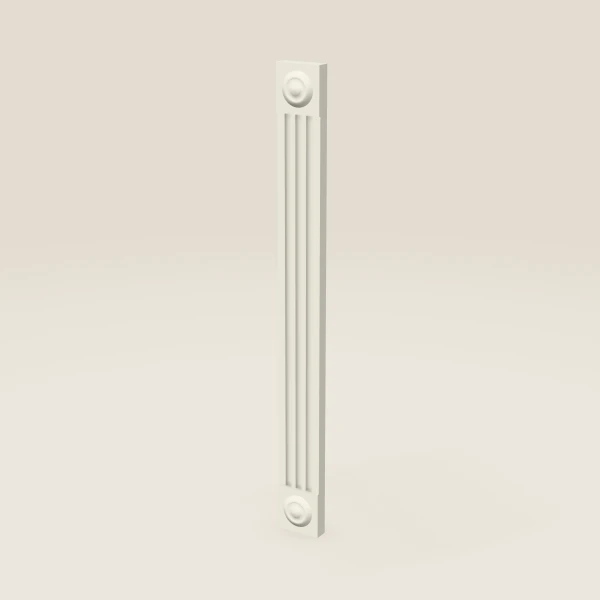 3" Fluted Wall Filler with Rosettes — 30" High — Signature Pearl, 3D picture
