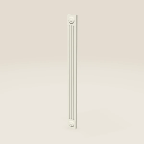 3" Fluted Wall Filler with Rosettes — 36" High — Signature Pearl, 3D picture