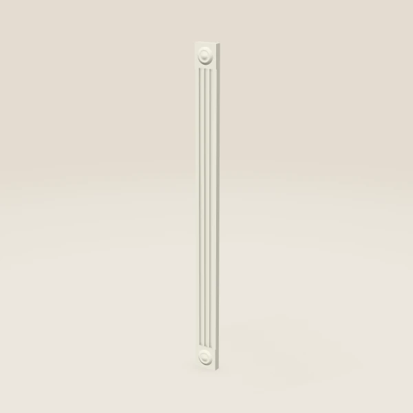 3" Fluted Wall Filler with Rosettes — 42" High — Signature Pearl, 3D picture