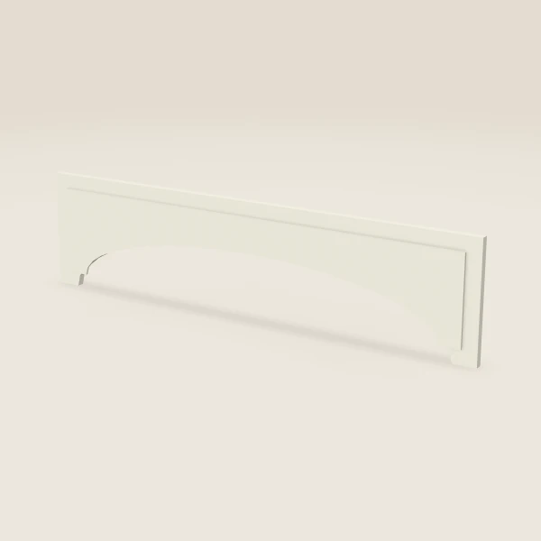 48" Arched Raised-Panel Valance — 12" to 8" High — Signature Pearl, 3D picture