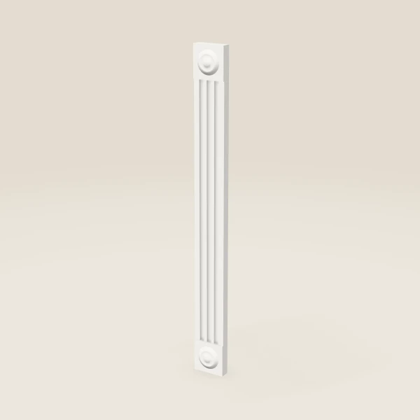 3" Fluted Wall Filler with Rosettes — 30" High — Uptown White, 3D picture