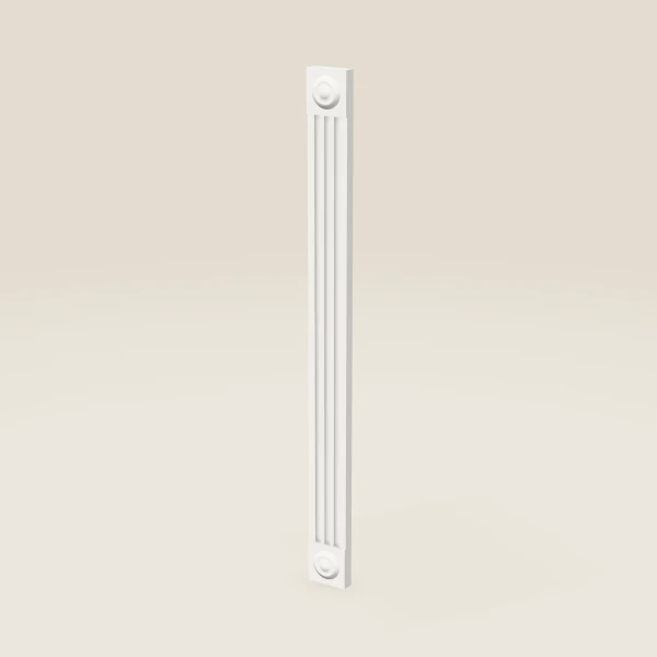 3" Fluted Wall Filler with Rosettes — 36" High — Uptown White, 3D picture