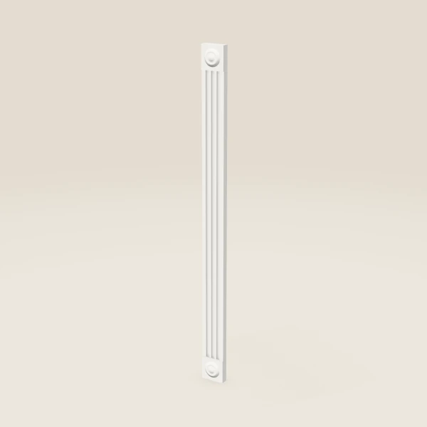 3" Fluted Wall Filler with Rosettes — 42" High — Uptown White, 3D picture