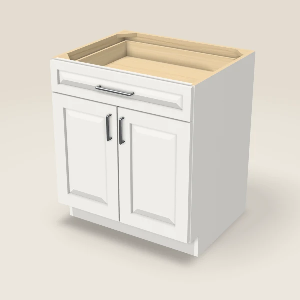 30" Base Cabinet — Double Door — Uptown White, 3D picture