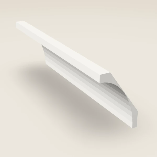 Large Cove Crown Molding — 4" × 96" — Uptown White, 3D picture
