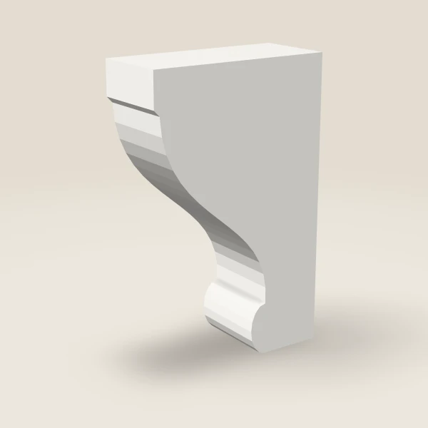 Ménsula 75L — 3½" × 12½" — Uptown White, imagen en 3D