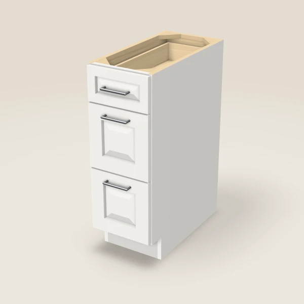 12" 3-Drawer Base — Uptown White, 3D picture