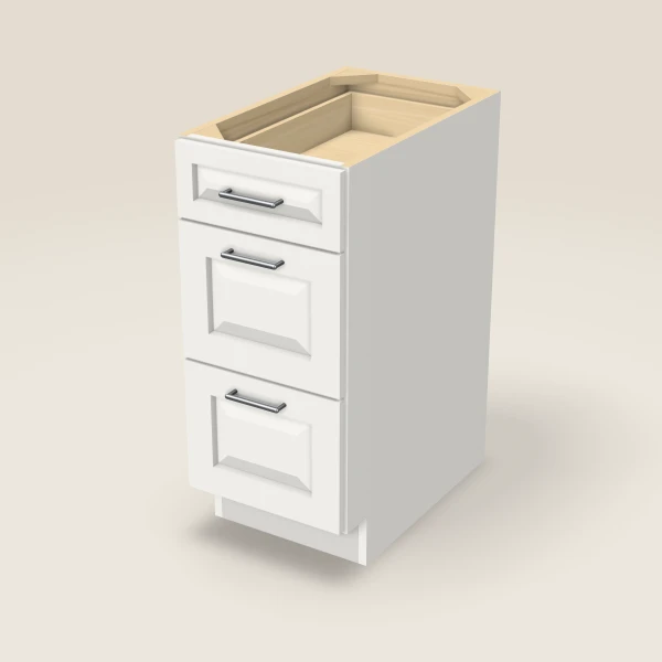 15" 3-Drawer Base — Uptown White, 3D picture