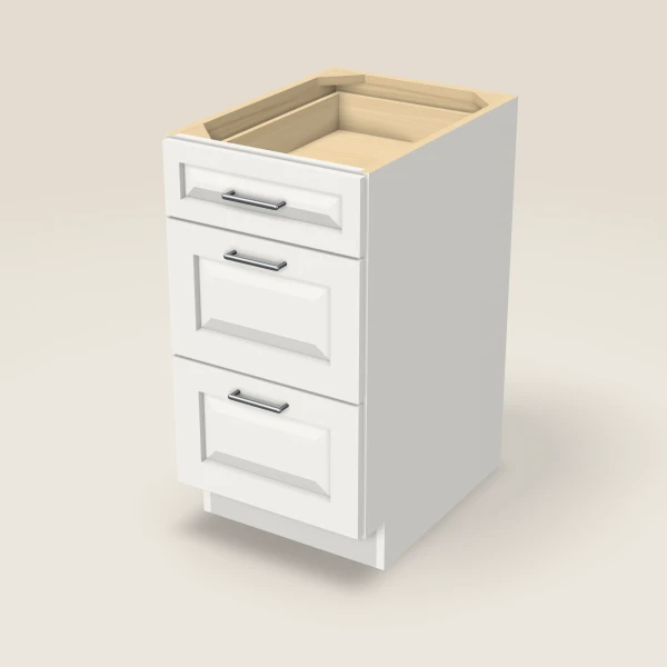 18" 3-Drawer Base — Uptown White, 3D picture