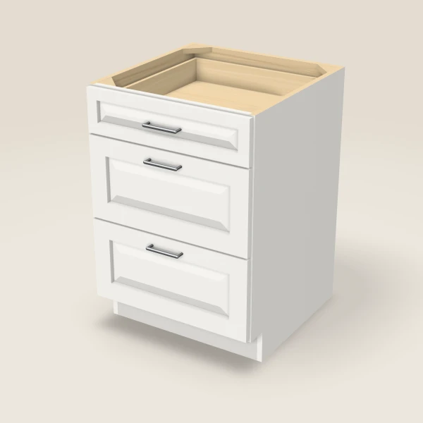 24" 3-Drawer Base — Uptown White, 3D picture