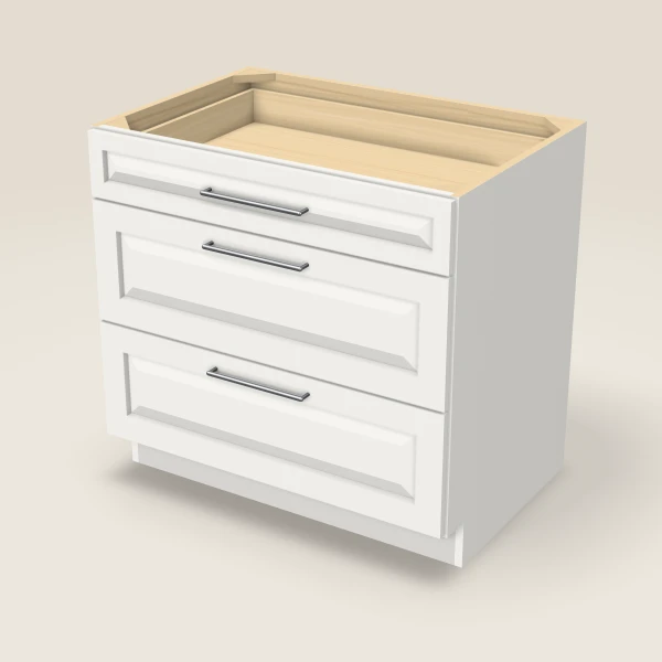 36" 3-Drawer Base — Uptown White, 3D picture