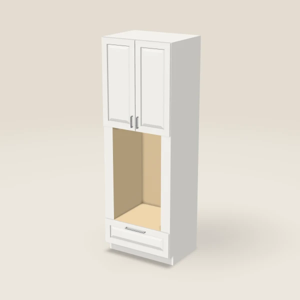 33" Oven Cabinet with Microwave Opening — 96" High — Uptown White, 3D picture
