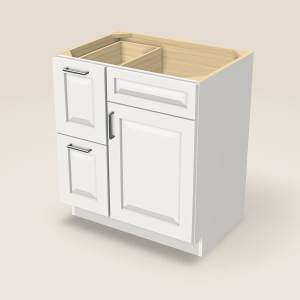 30" Vanity with Drawers Left — Uptown White, 3D picture