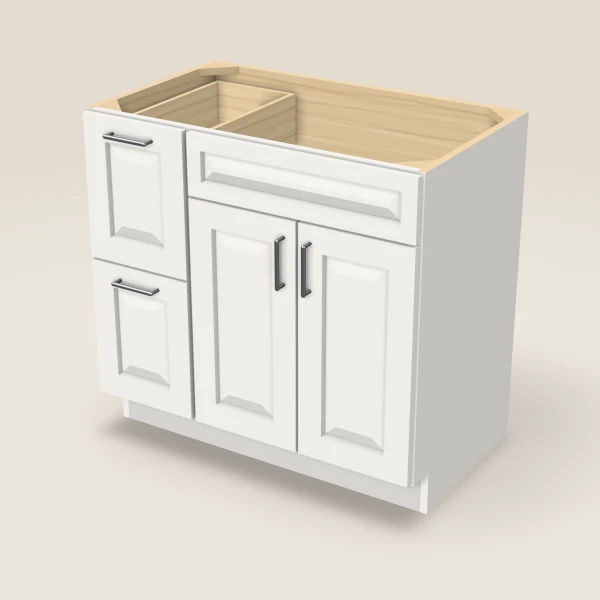 36" Vanity with Drawers Left — Uptown White, 3D picture