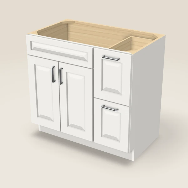 36" Vanity with Drawers Right — Uptown White, 3D picture